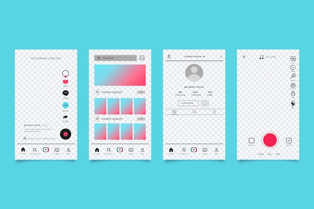 Free vector tiktok app interface template pack