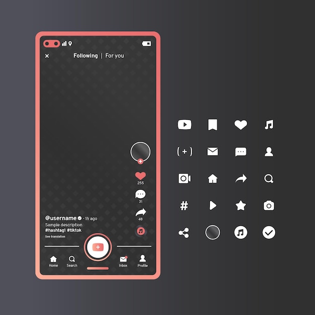 Free vector tiktok interface concept