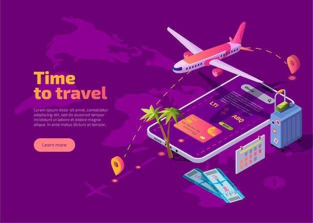 Free Vector time to travel isometric landing page.