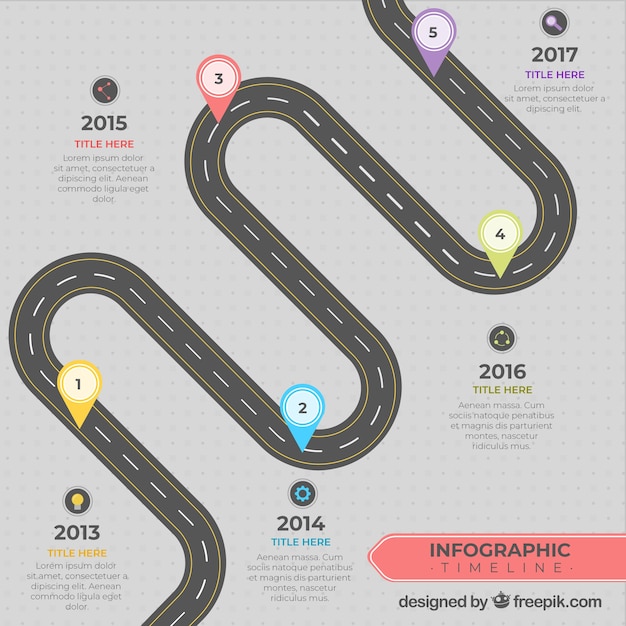 Free Vector timeline concept with winding road