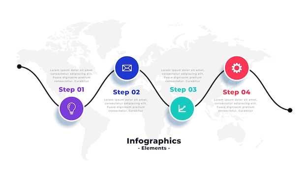 Timeline infograph with four steps