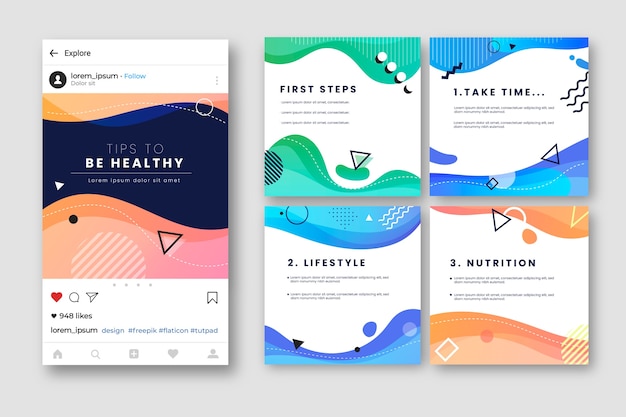 Free Vector tips instagram post collection