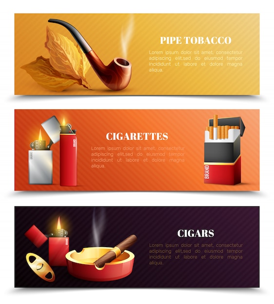 Free Vector tobacco products horizontal banners