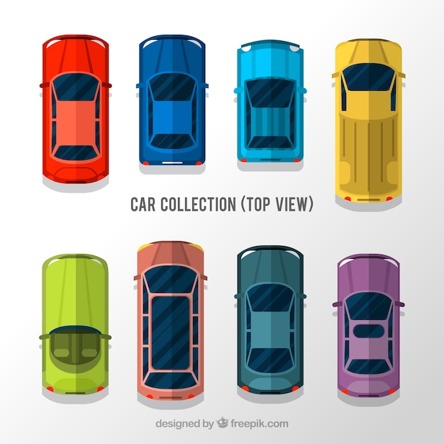 Free Vector top view of eight flat cars