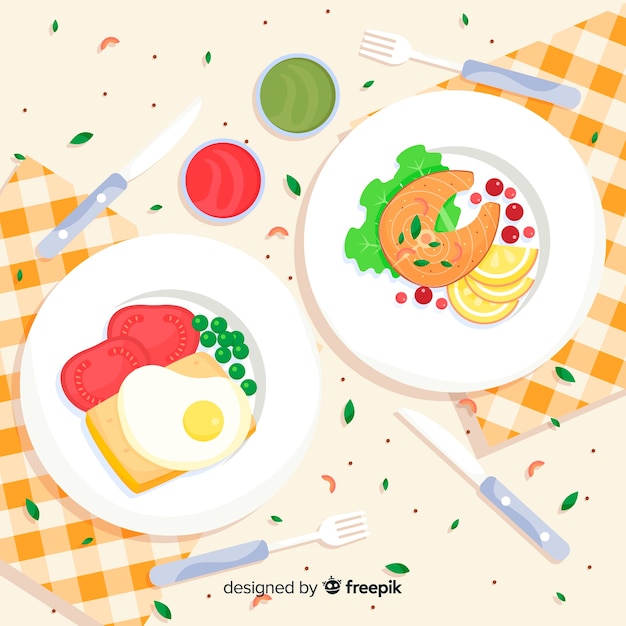 Free Vector top view flat food background