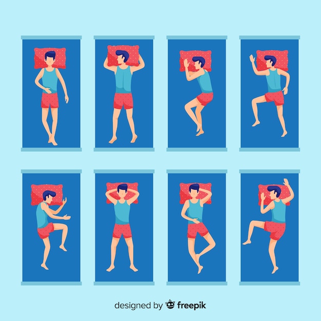 Free Vector top view flat person sleep position pack