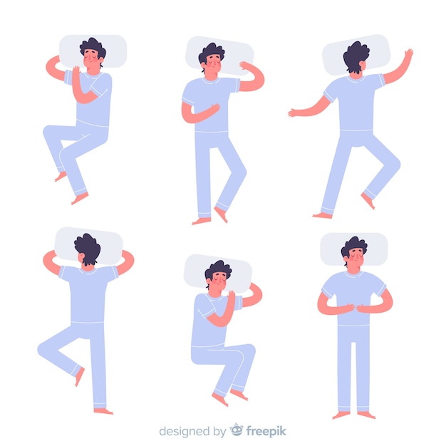 Free vector top view flat person sleep position pack