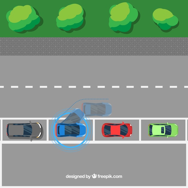 Free Vector top view of futuristic autonomous car with flat design