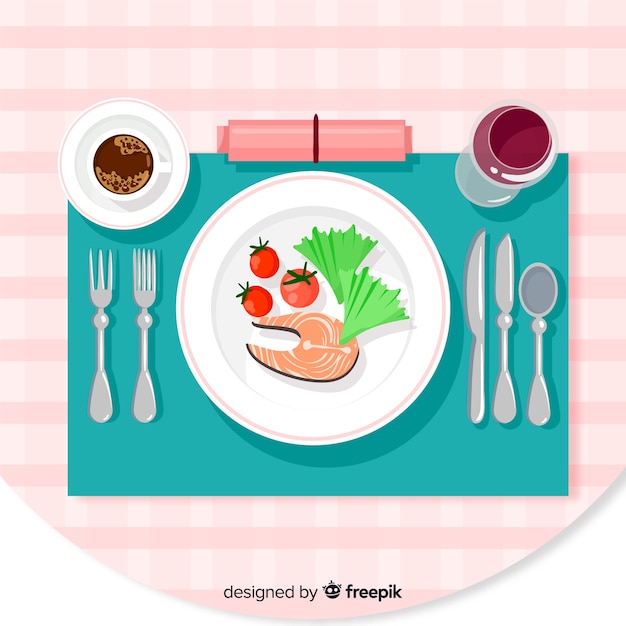 Free vector top view of seafood dishes on restaurant table