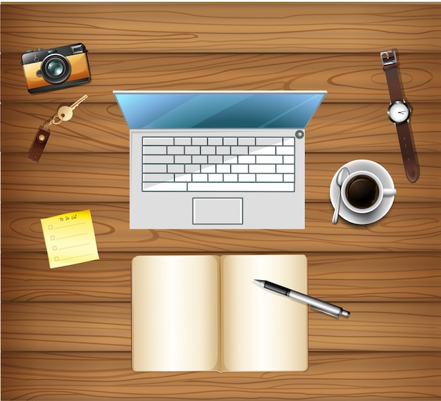 Free Vector top view of workspace table