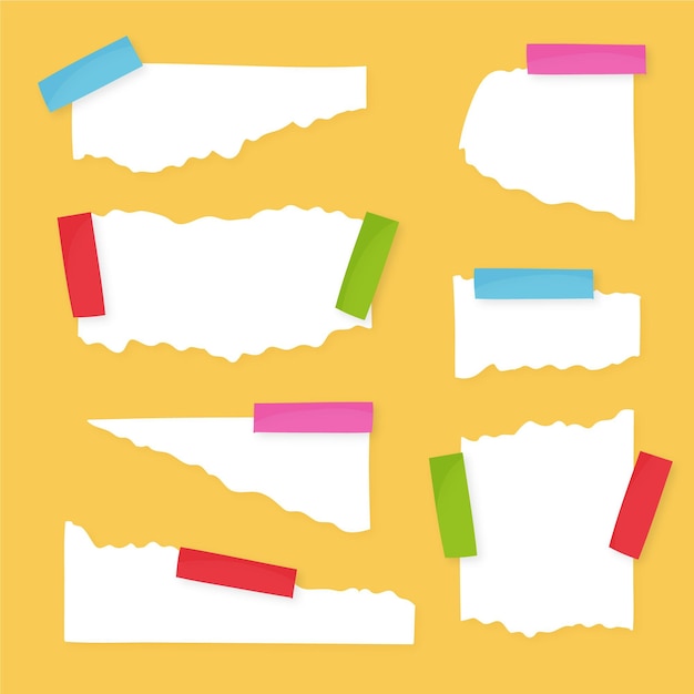 Free vector torn paper collection with tape