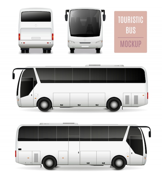 Free Vector touristic bus realistic advertising template