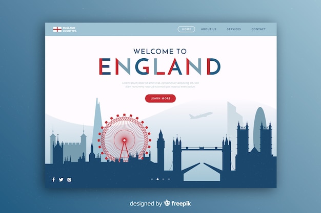 Free vector touristic invitation to england template