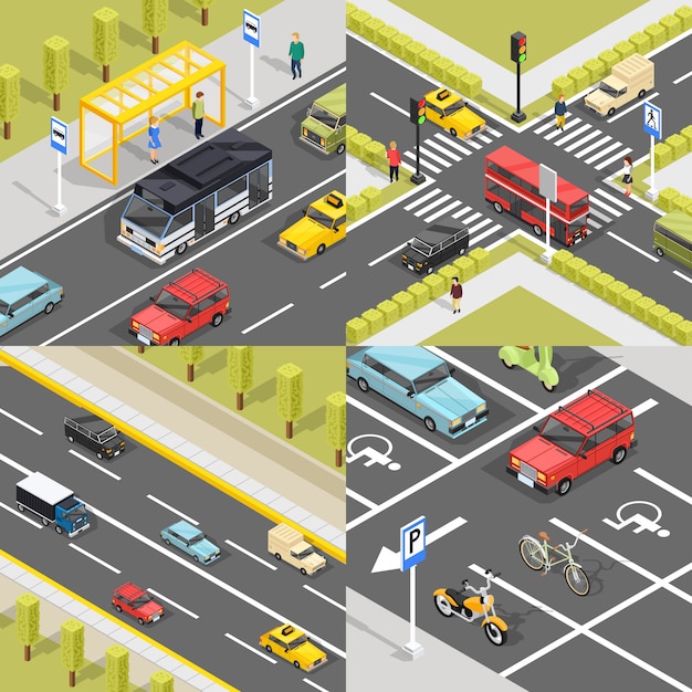 Free vector town traffic square banners