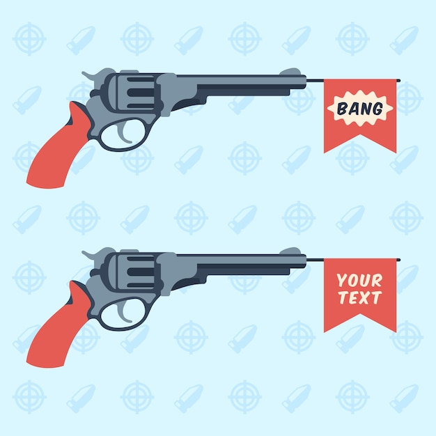 Free vector toy guns with bang and empty flags