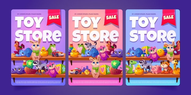 Free vector toy store sale flyer templates vector set