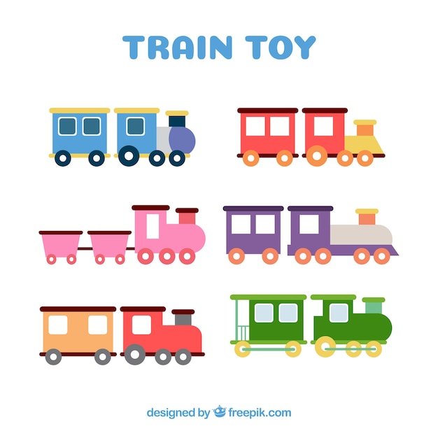 Free Vector toy trains set