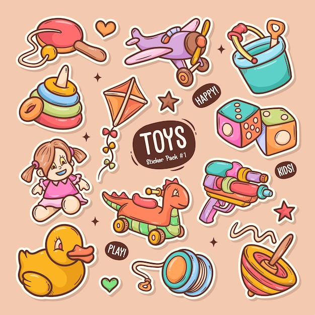 Free Vector toys cute doodle vector sticker collection