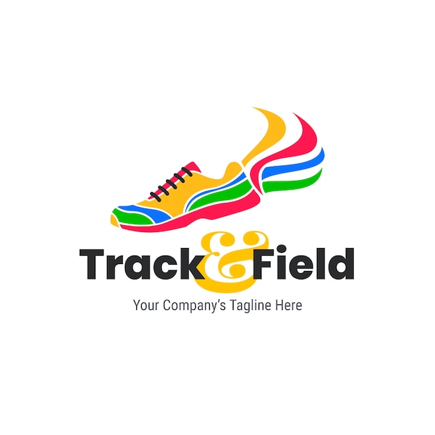 Track and field logo template flat style