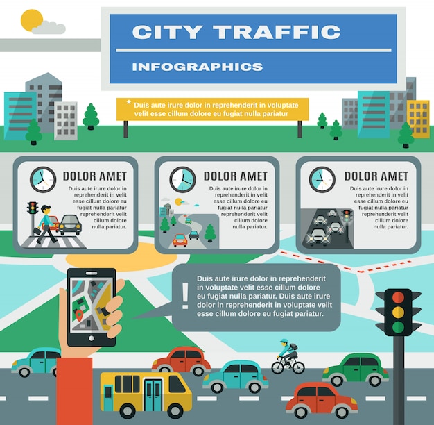 Free vector traffic infographics set