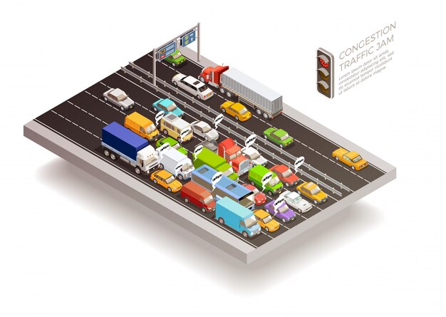 Traffic Jam Isometric Design Concept 