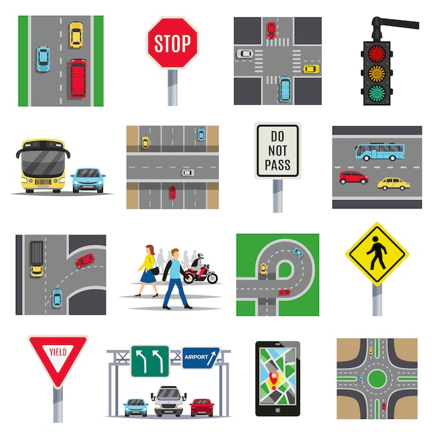 Traffic Signs Flat elements Collection 