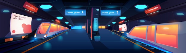 Free Vector train in metro station interior at night time