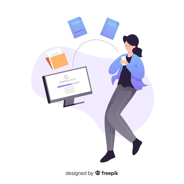 Transfer files concept for landing page