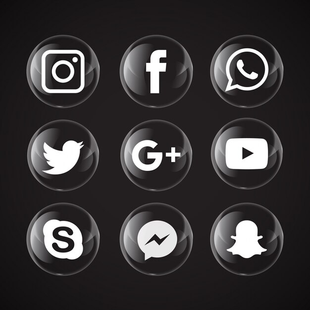 Transparent bubble social media icons