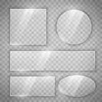 Free vector transparent glass glossy buttons in different shapes