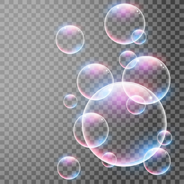 Free Vector transparent realistic bubbles with reflections