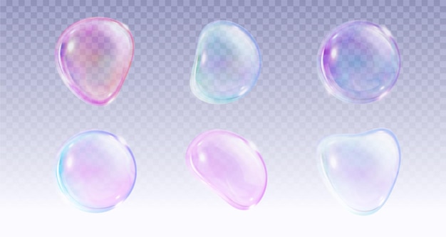 Free vector transparent soap ball with iridescent color