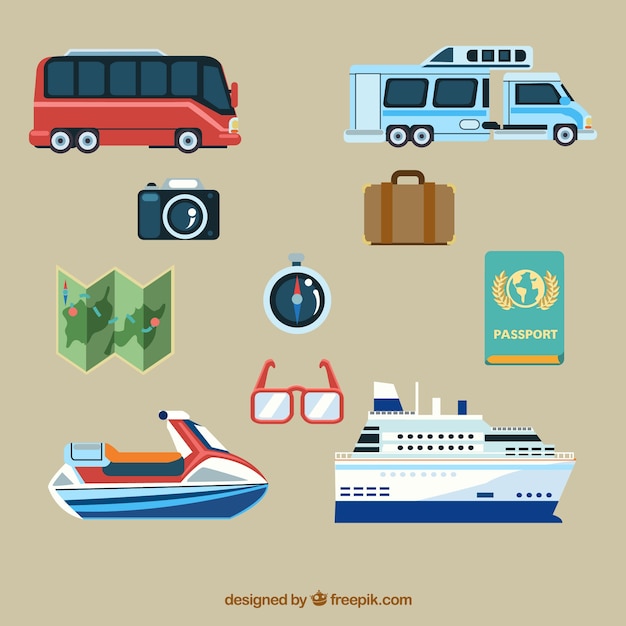 Free Vector transport pack and other travel accessories