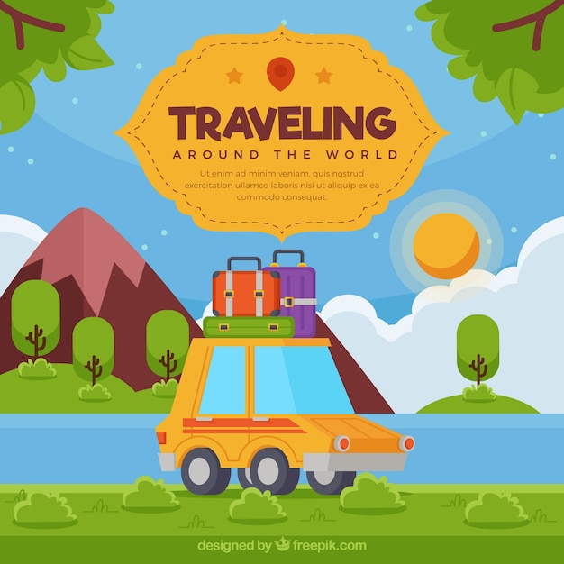 Free vector travel background in flat style