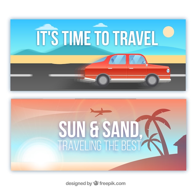 Free Vector travel banners with destinations