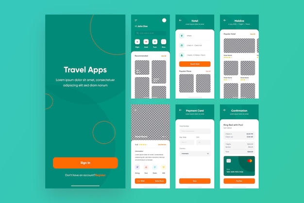 Free Vector travel booking app collection