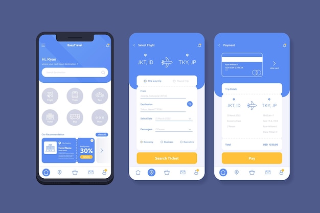 Free vector travel booking app concept