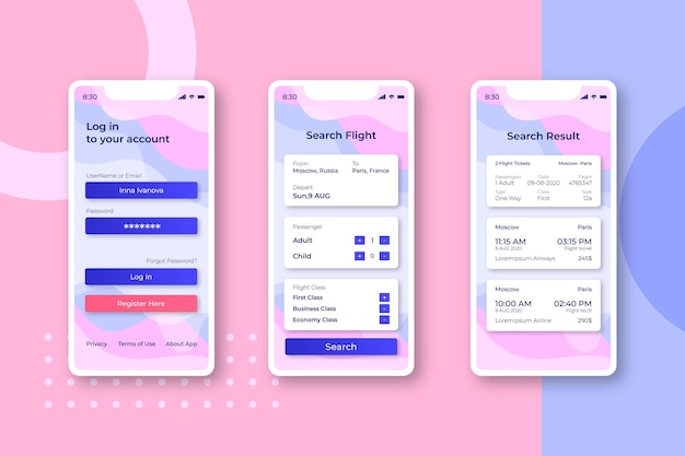 Free vector travel booking app concept