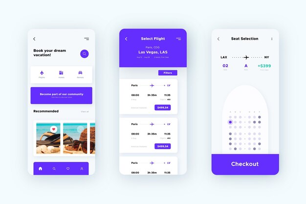 Travel booking app interface template