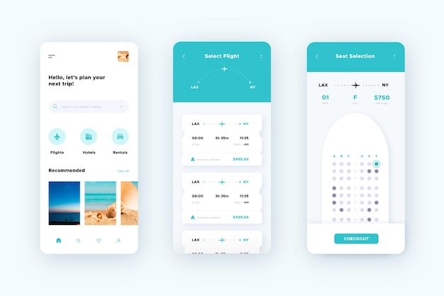 Free vector travel booking app interface
