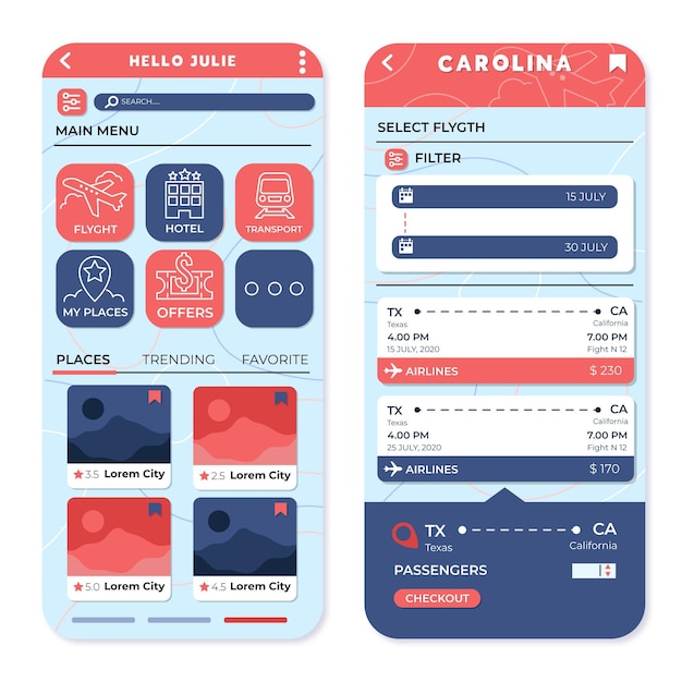 Free Vector travel booking app theme