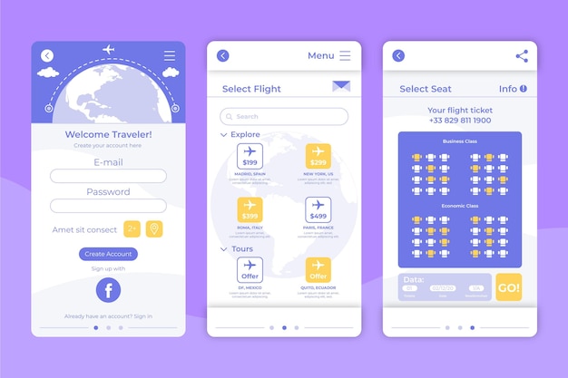 Free Vector travel booking app