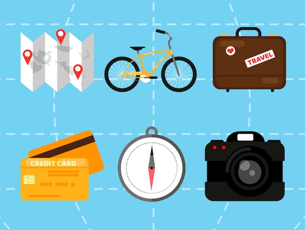 Free Vector travel element collection with flat design