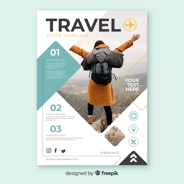 Travel flyer template with photo