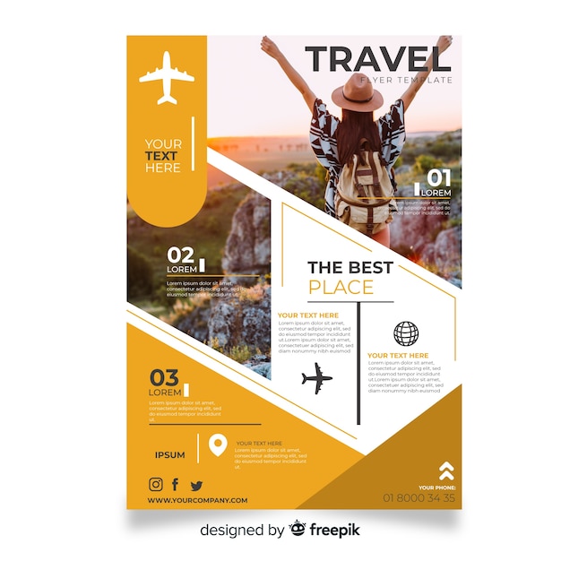 Travel flyer template with photo