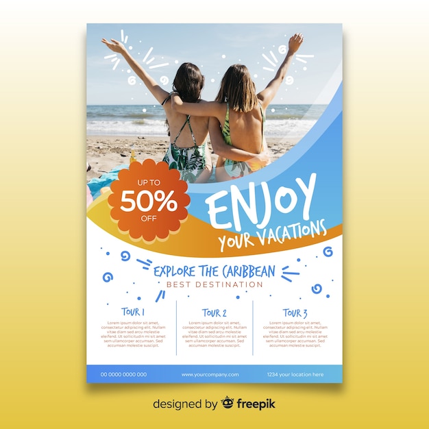 Travel flyer template with photo