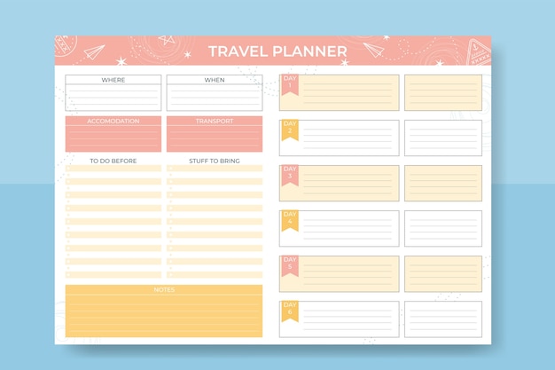 Travel itinerary design template