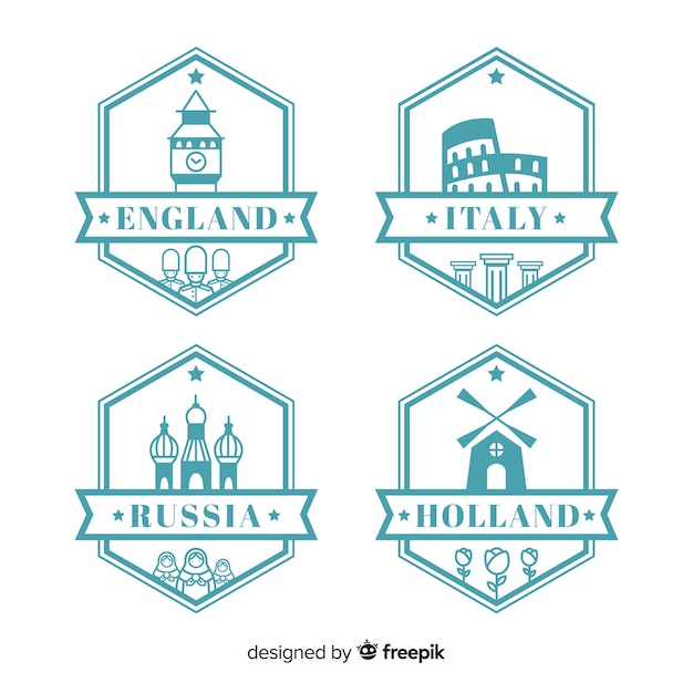 Free Vector travel label collection