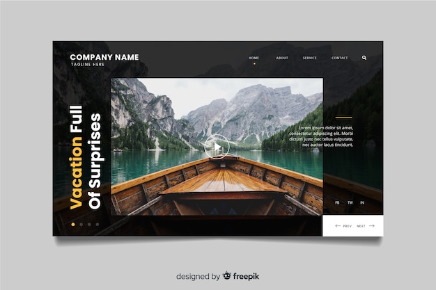 Travel landing page with photo