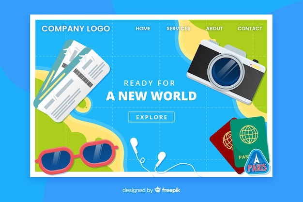 Free vector travel landing page